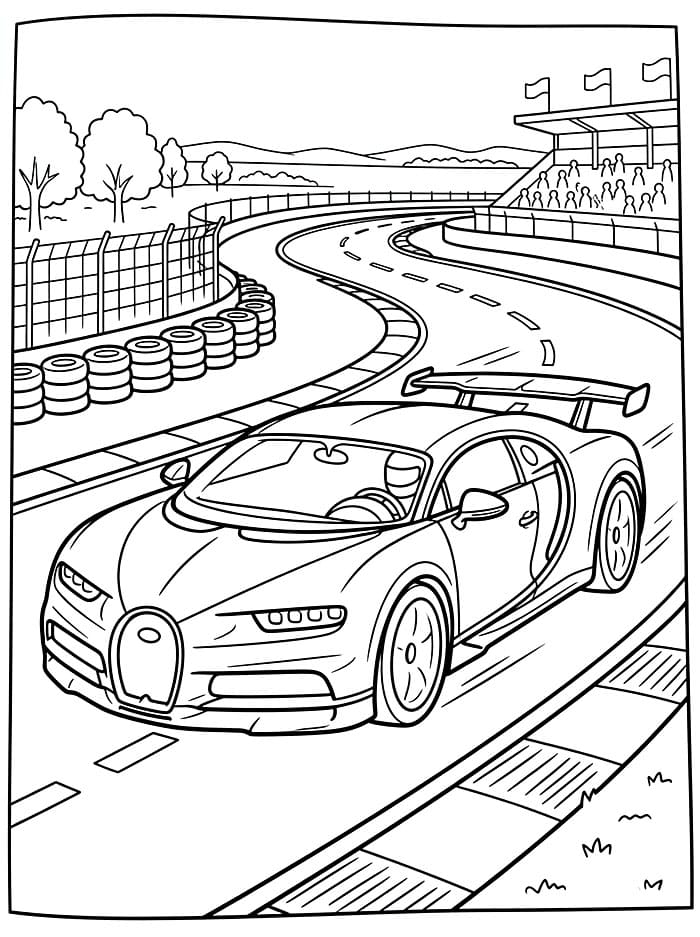 Bugatti på en racerbane Tegninger til Farvelægning