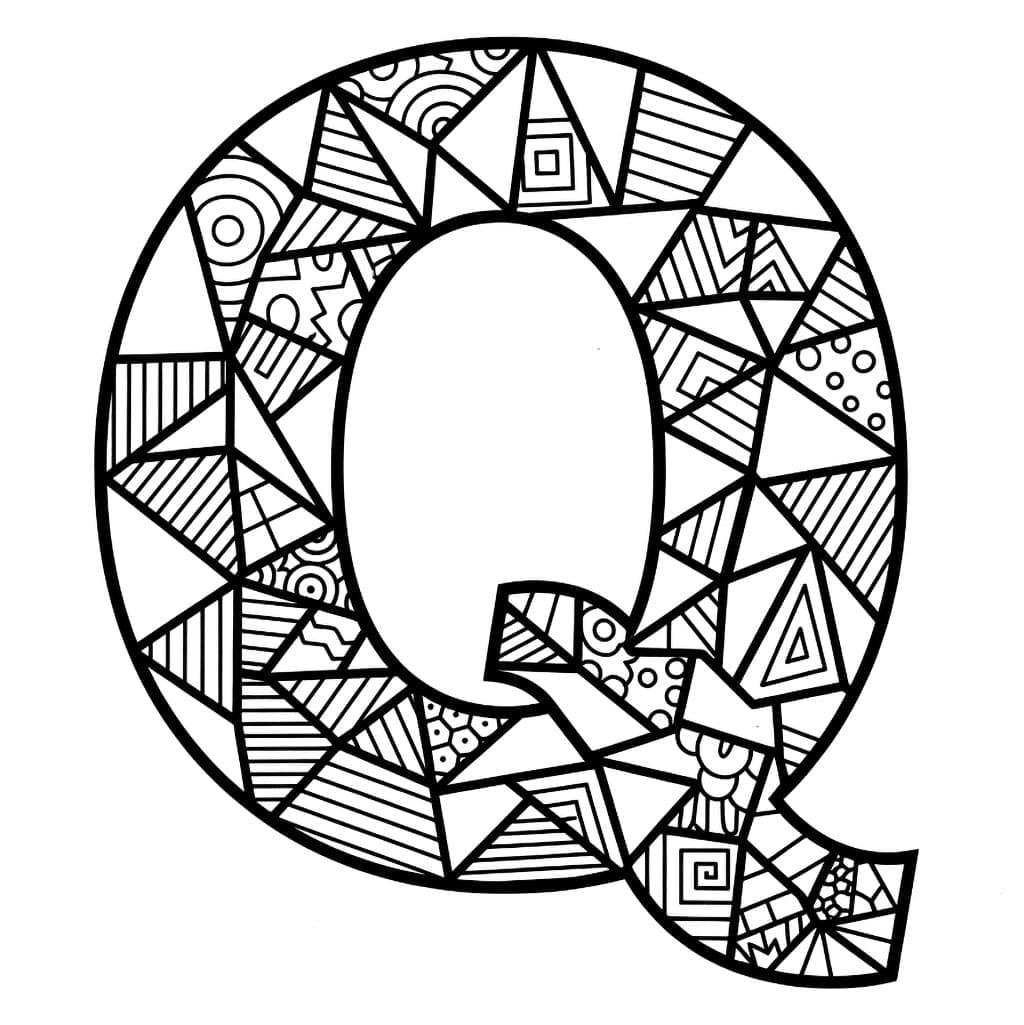 Geometrisk bogstav Q Tegninger til Farvelægning
