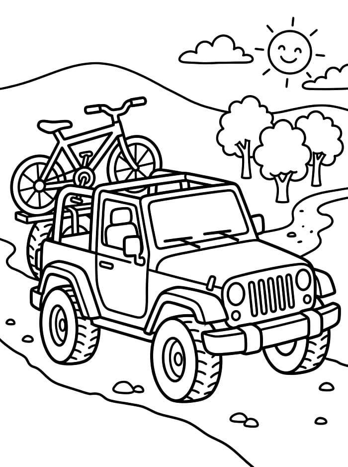 Jeep med cykler Tegninger til Farvelægning
