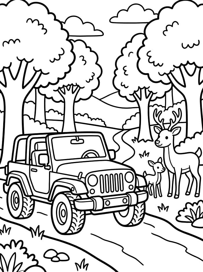 Jeep med hjorte Tegninger til Farvelægning