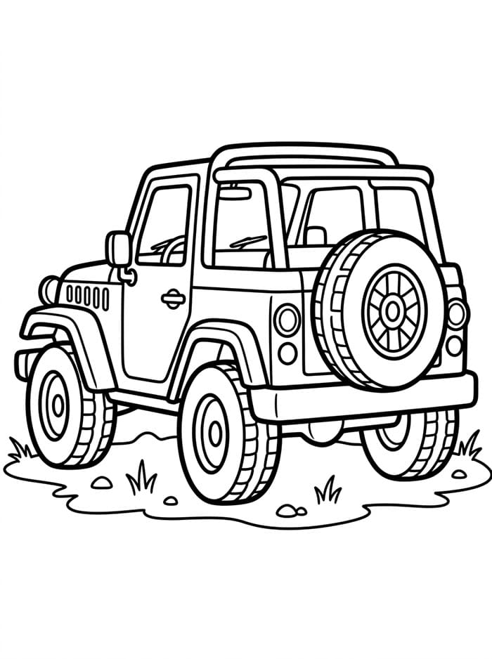 Jeep med reservehjul Tegninger til Farvelægning