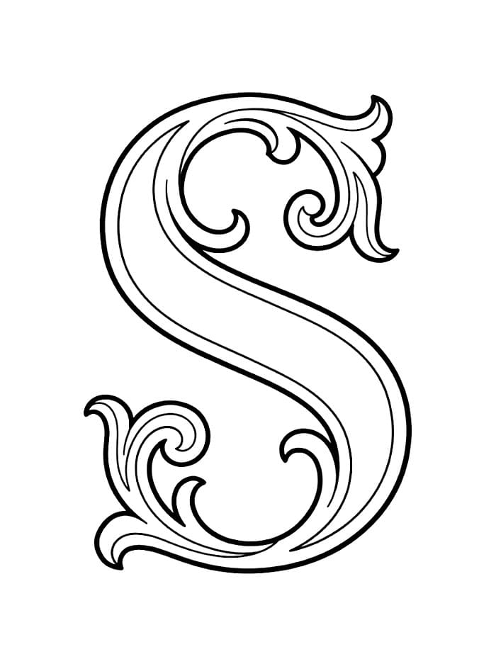Klassisk bogstav serif S Tegninger til Farvelægning