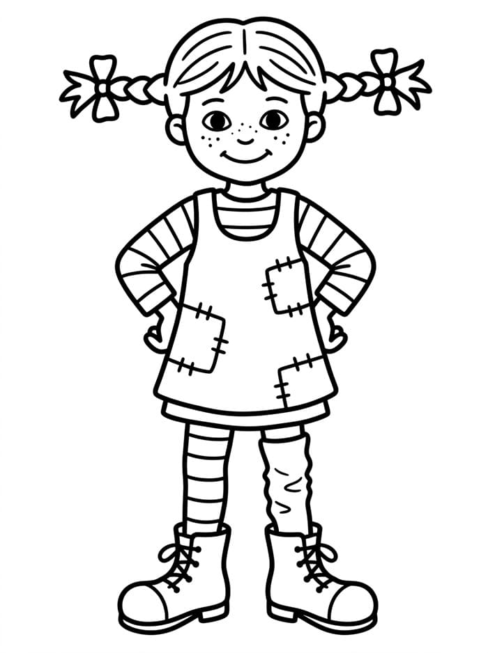 Pippi Langstrømpe står Tegninger til Farvelægning