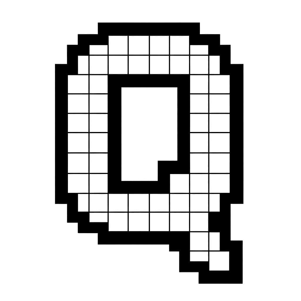 Pixelbogstavet Q Tegninger til Farvelægning