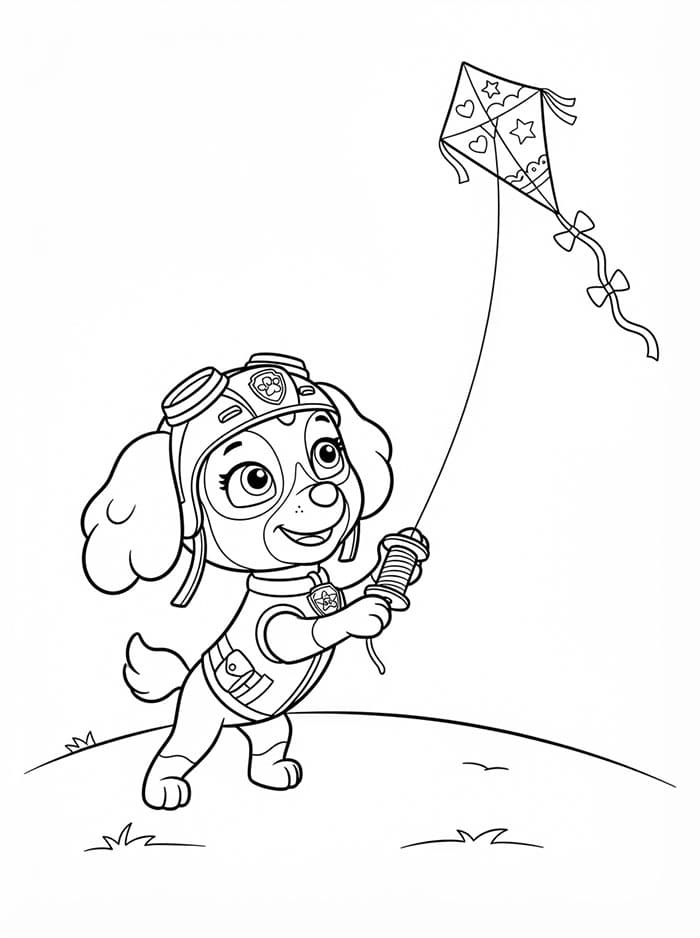Skye Paw Patrol flyver drage Tegninger til Farvelægning
