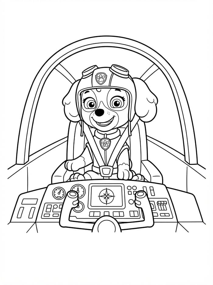 Skye Paw Patrol i cockpittet Tegninger til Farvelægning