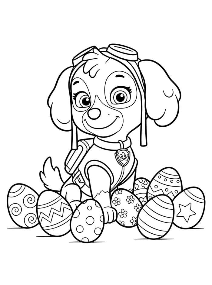 Skye Paw Patrol med påskeæg Tegninger til Farvelægning