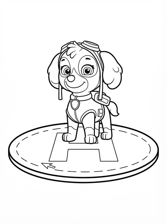 Skye Paw Patrol på helikopterlandingspladsen Tegninger til Farvelægning