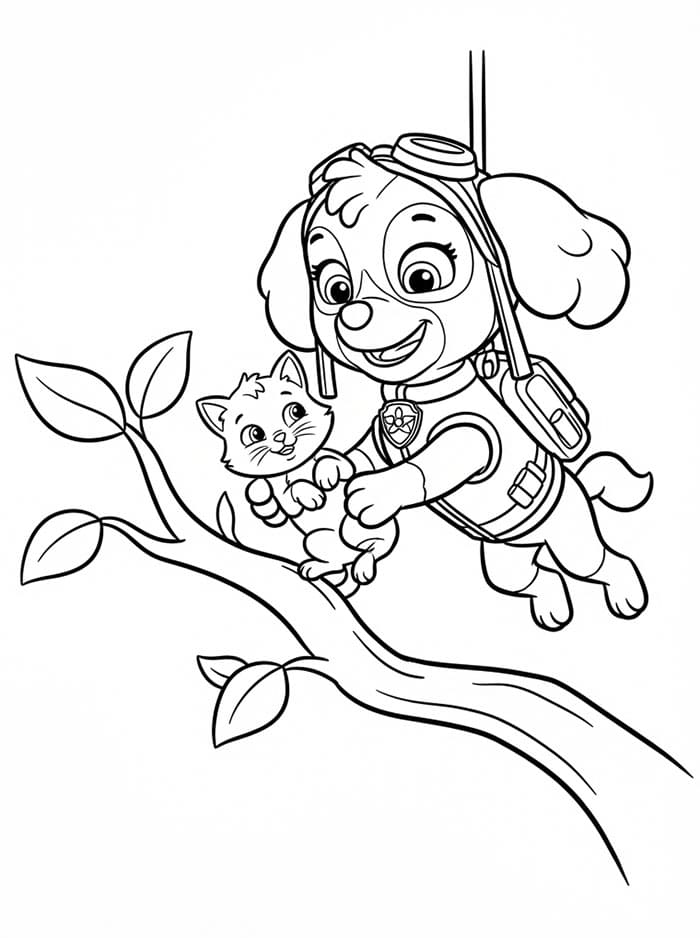 Skye Paw Patrol redder Tegninger til Farvelægning
