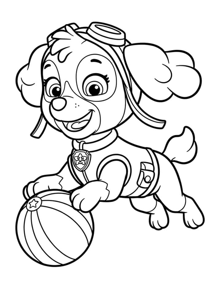 Skye Paw Patrol spiller bold Tegninger til Farvelægning