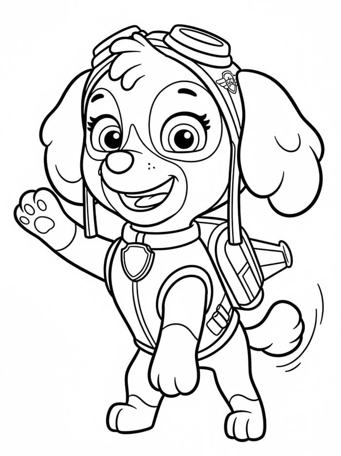 Skye Paw Patrol vinker Tegninger til Farvelægning