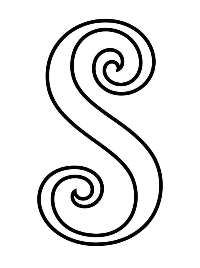 Spiral kontur bogstav S Tegninger til Farvelægning