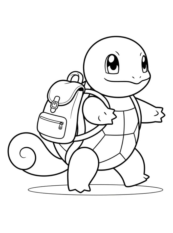 Squirtle bærer rygsæk Tegninger til Farvelægning
