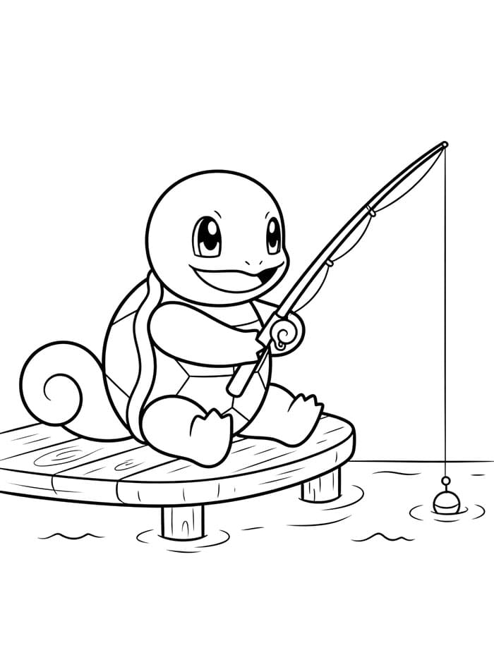 Squirtle fisker Tegninger til Farvelægning