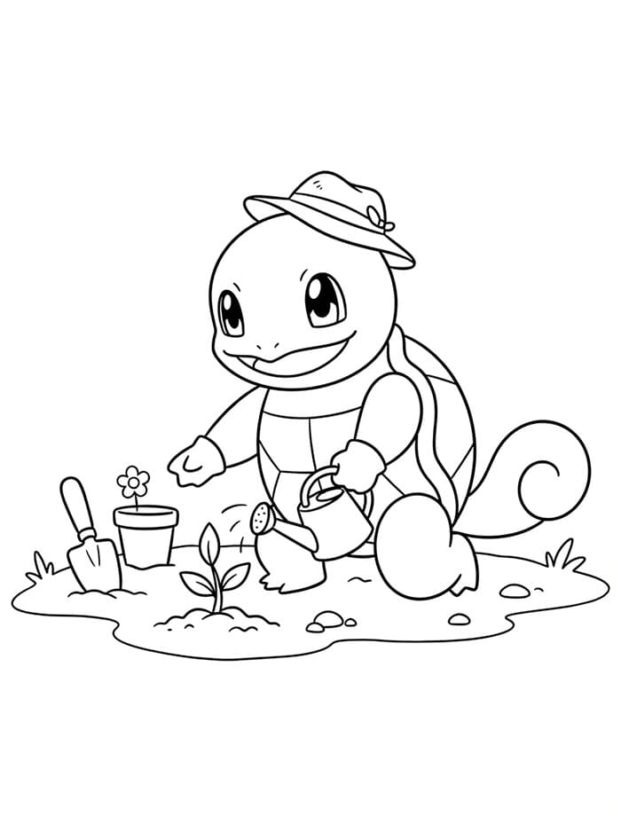 Squirtle har en have Tegninger til Farvelægning