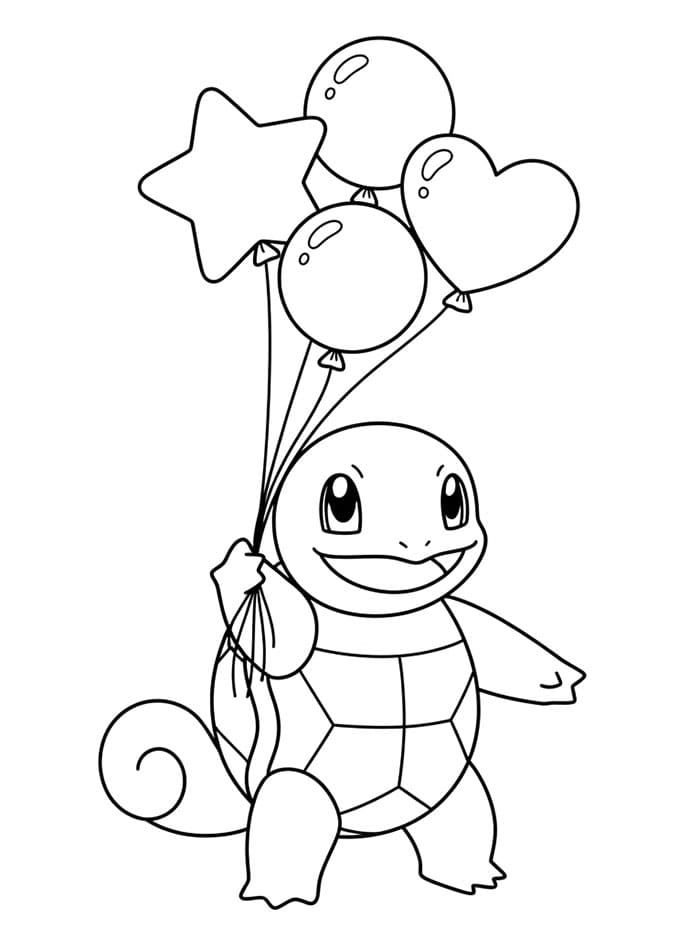 Squirtle holder balloner Tegninger til Farvelægning