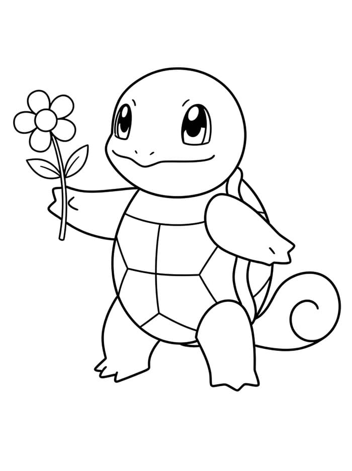 Squirtle holder en blomst Tegninger til Farvelægning
