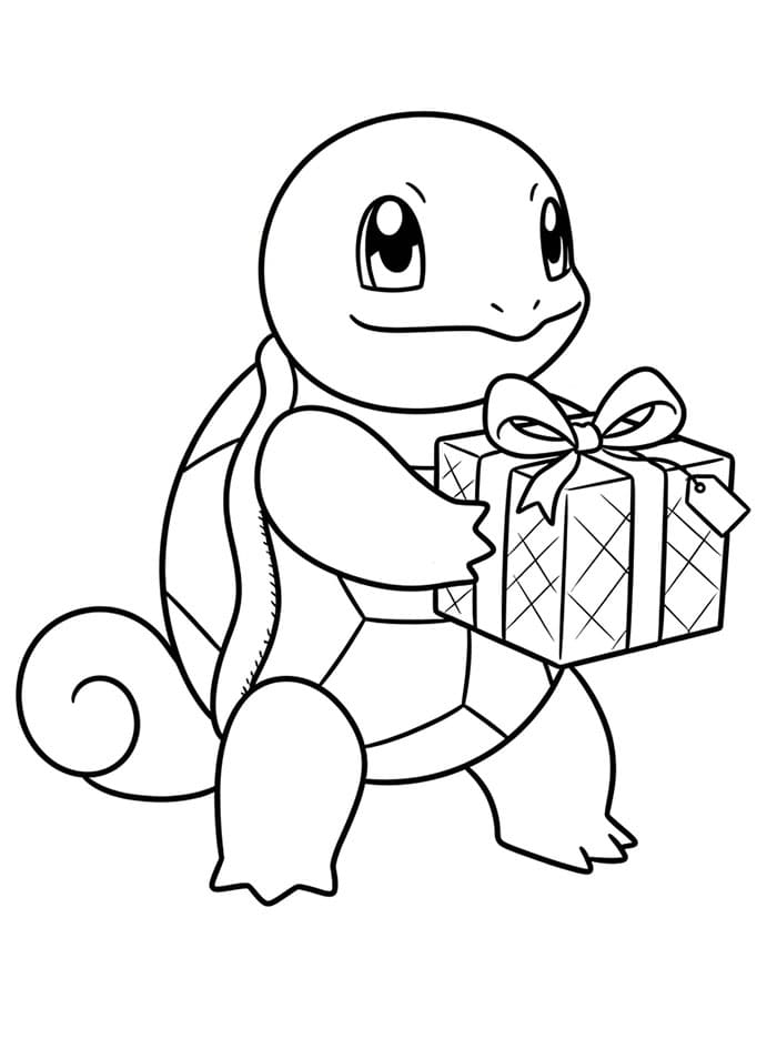 Squirtle holder en gave Tegninger til Farvelægning