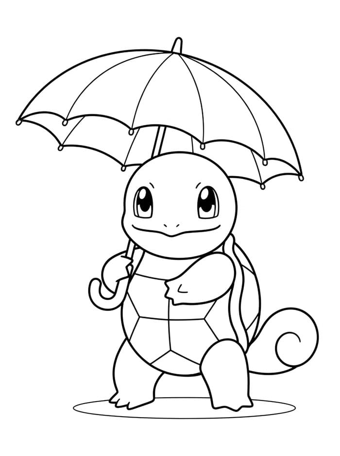 Squirtle holder en paraply Tegninger til Farvelægning