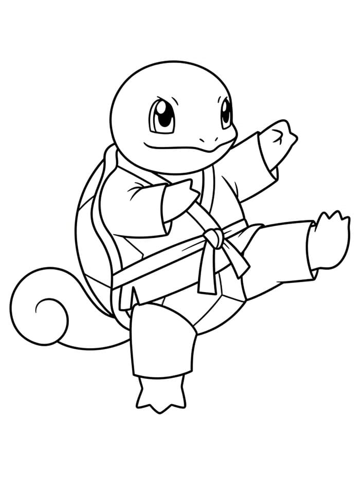 Squirtle øver sig Tegninger til Farvelægning