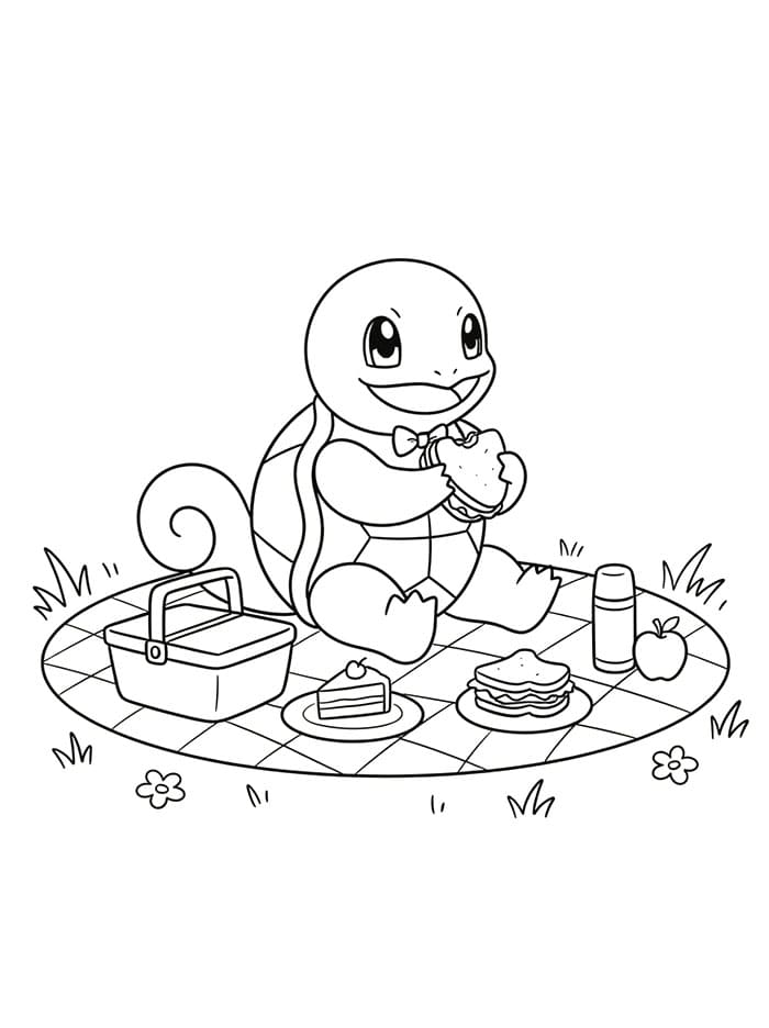 Squirtle picnic Tegninger til Farvelægning