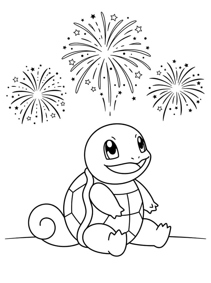 Squirtle ser fyrværkeri Tegninger til Farvelægning