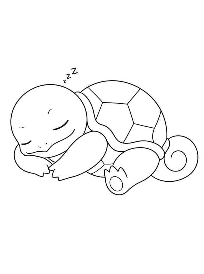 Squirtle sover Tegninger til Farvelægning