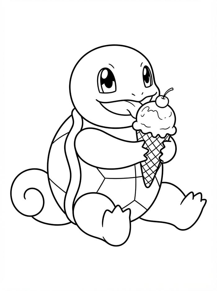 Squirtle spiser is Tegninger til Farvelægning