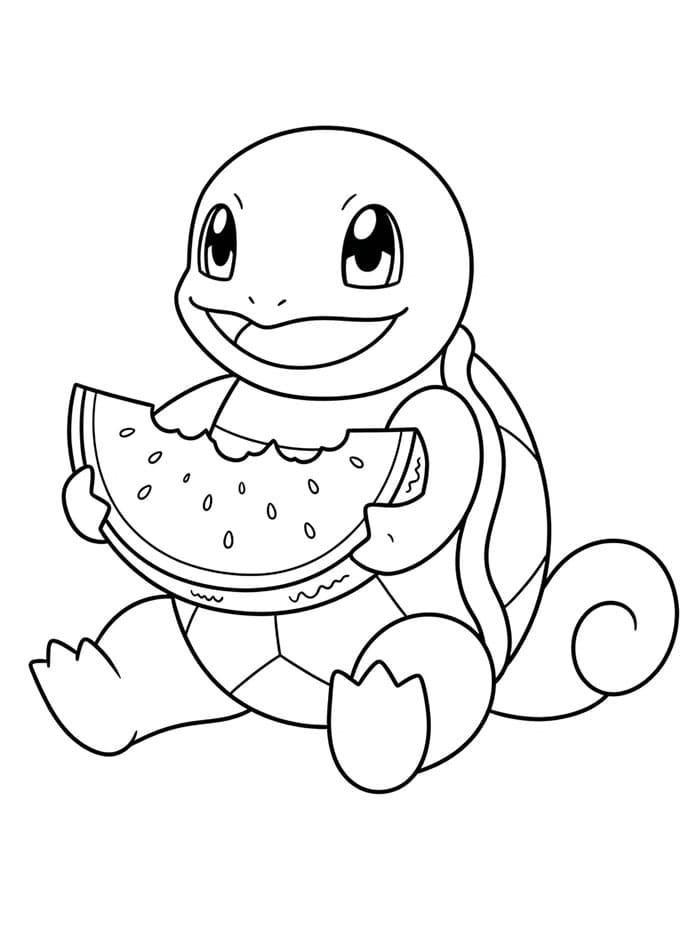 Squirtle spiser vandmelon Tegninger til Farvelægning
