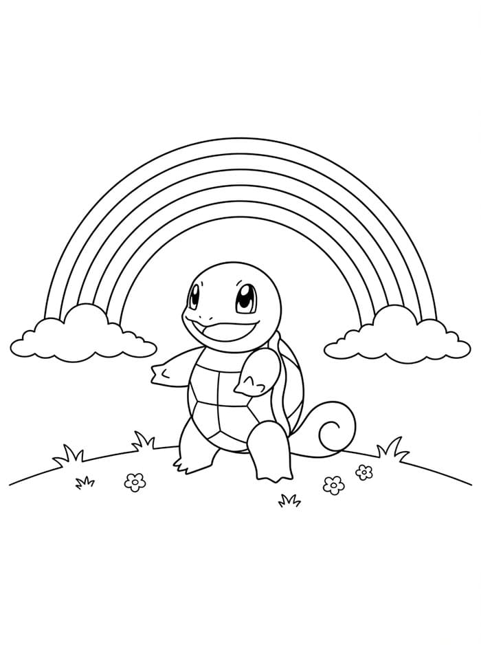 Squirtle under regnbuen Tegninger til Farvelægning