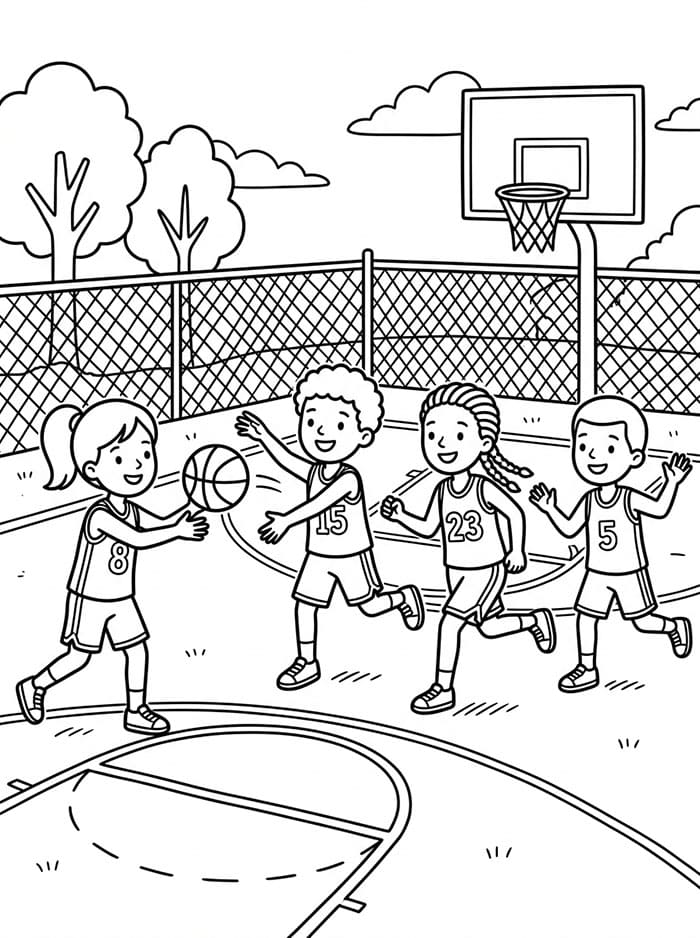 Venskab Basketball Sjov Tegninger til Farvelægning