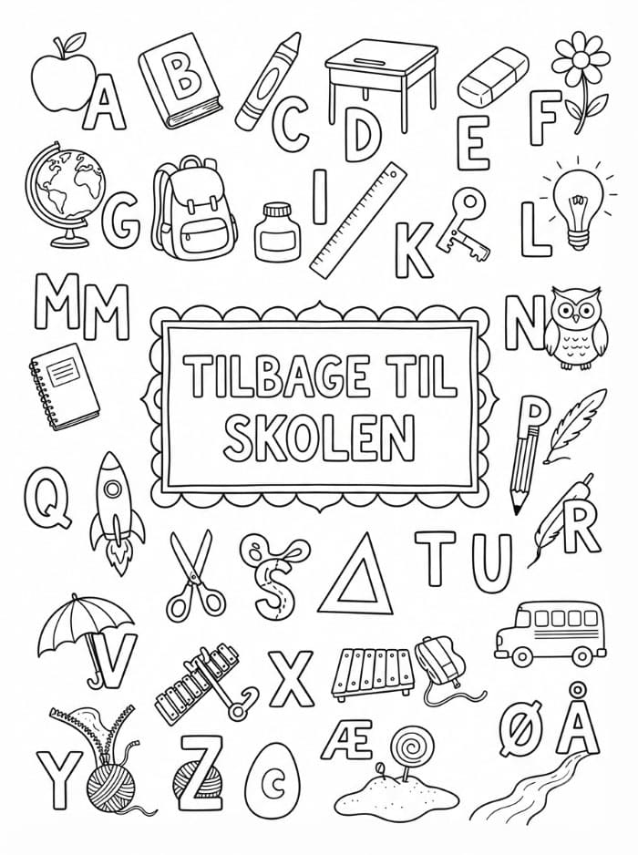 Alfabet Tilbage til skolen Tegninger til Farvelægning