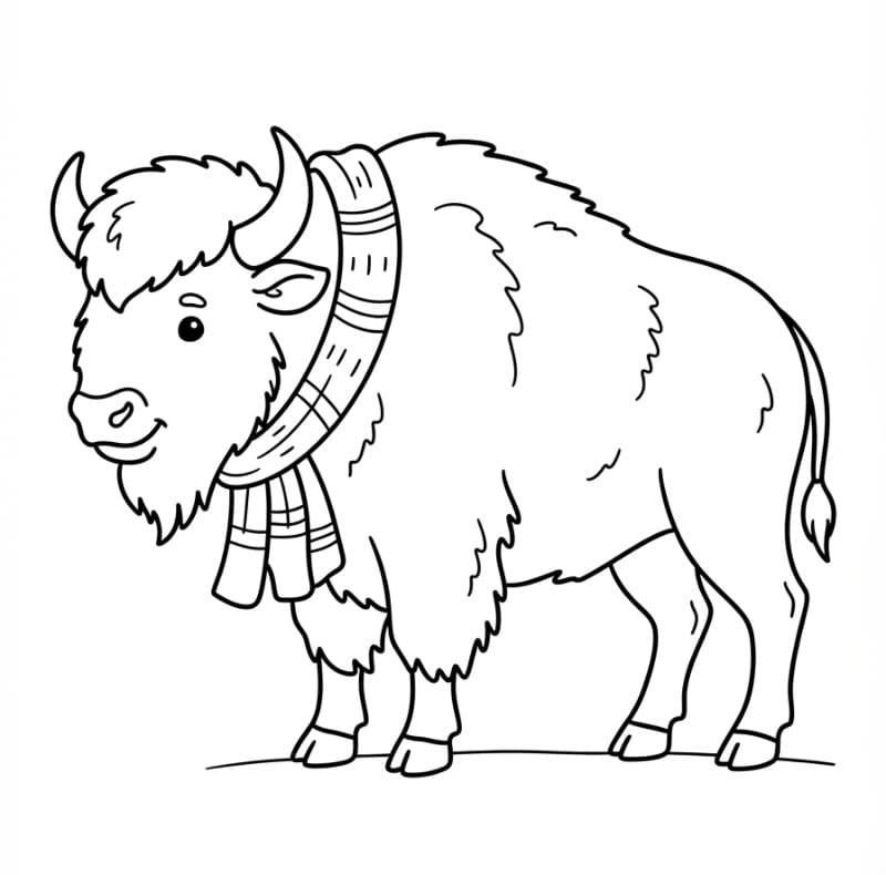 Bison med et tørklæde Tegninger til Farvelægning