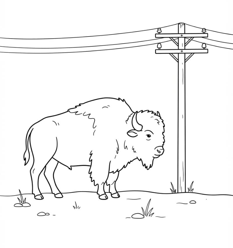 Bison og elmast Tegninger til Farvelægning