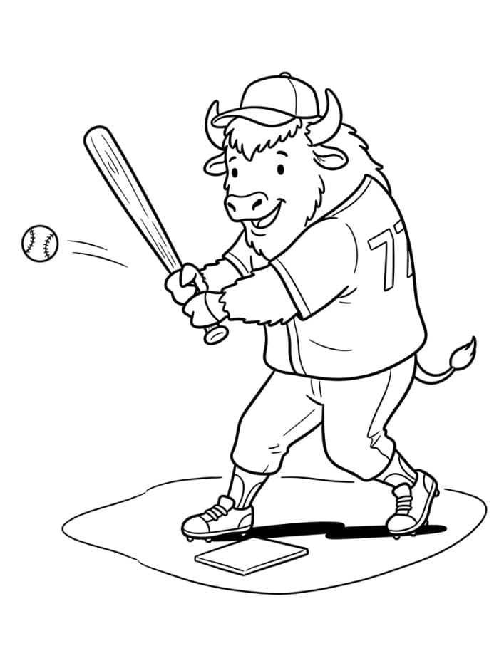 Bison spiller baseball Tegninger til Farvelægning