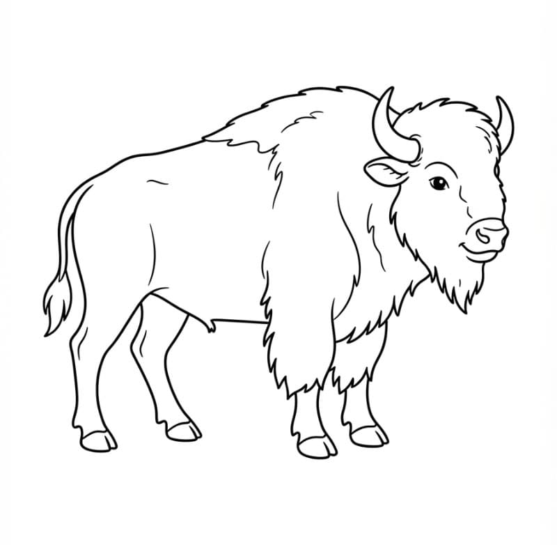 Bison stående Tegninger til Farvelægning