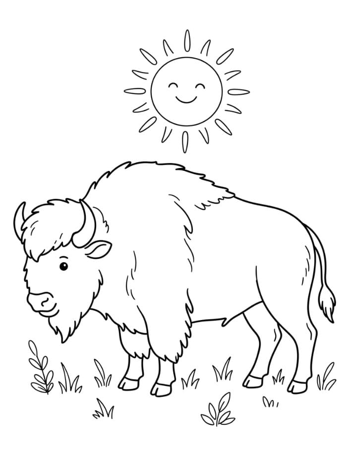 Bison under solen Tegninger til Farvelægning