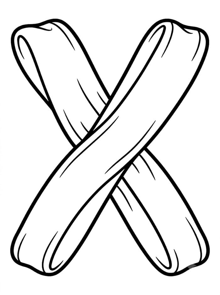 Bølget bogstav X Tegninger til Farvelægning