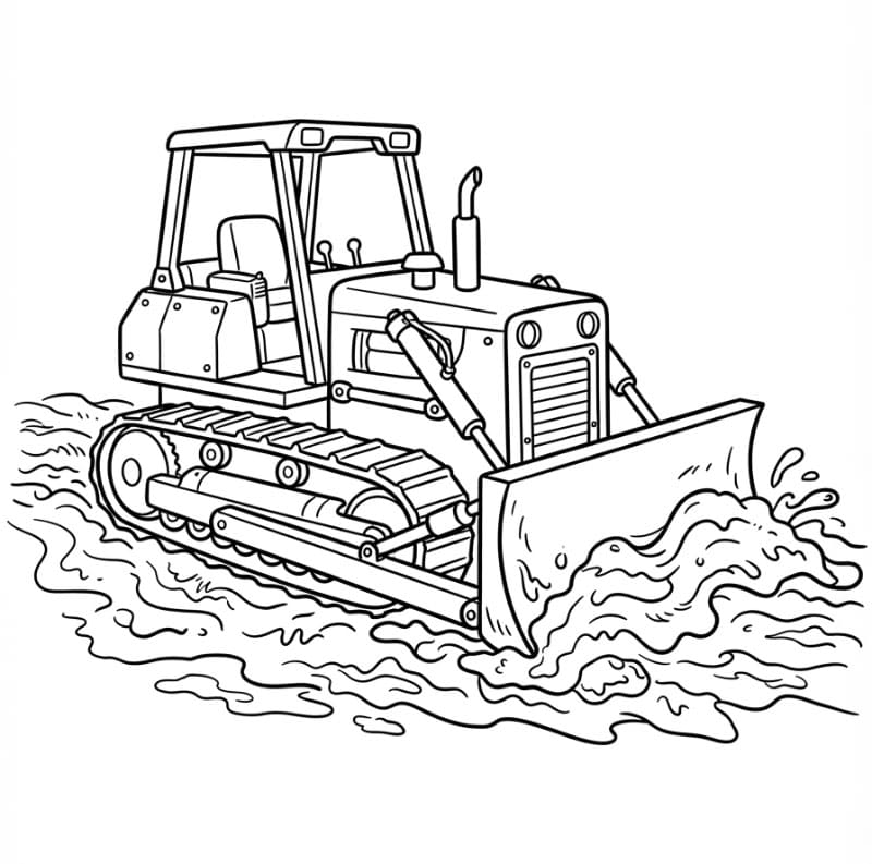 Bulldozer bevæger sig Tegninger til Farvelægning