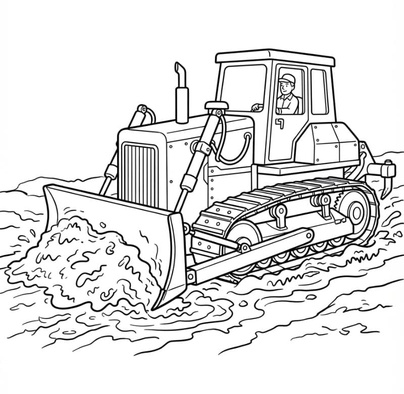 Bulldozer gennem mudder Tegninger til Farvelægning
