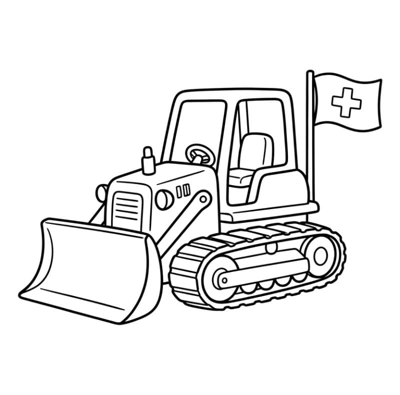 Bulldozer har flag Tegninger til Farvelægning