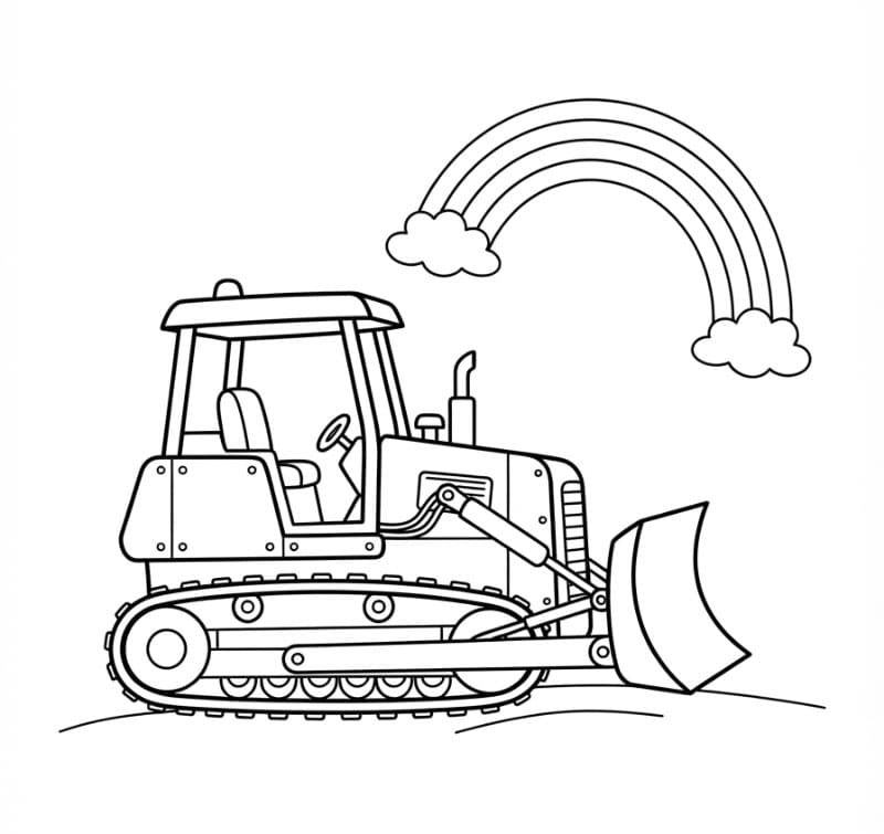 Bulldozer med regnbue Tegninger til Farvelægning