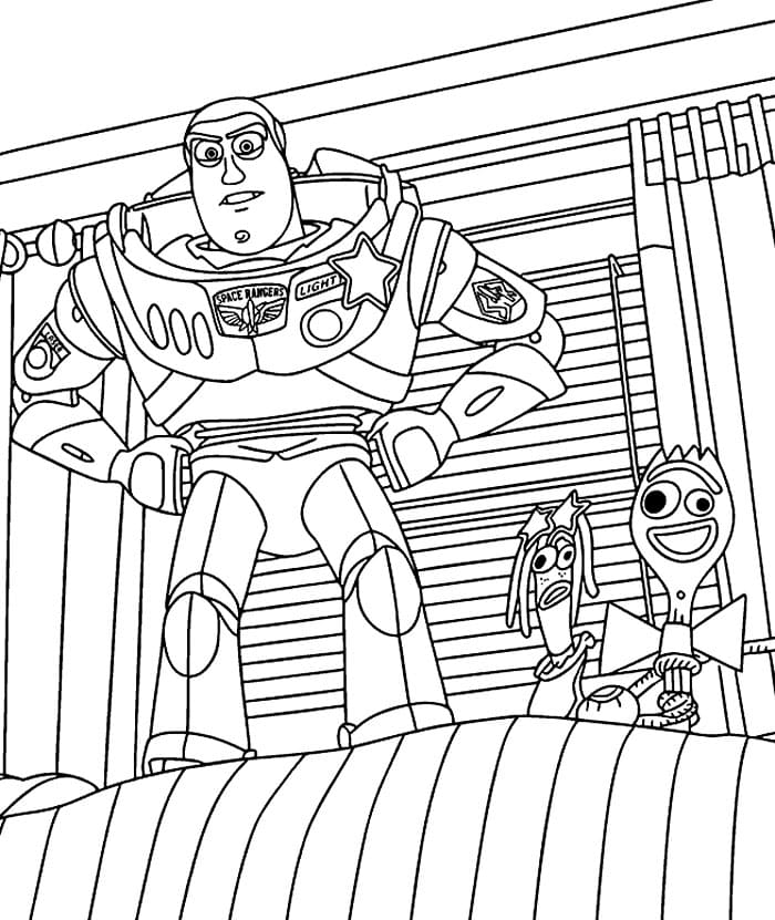 Buzz, Forky, Karen Beverly Toy Story 5 Tegninger til Farvelægning