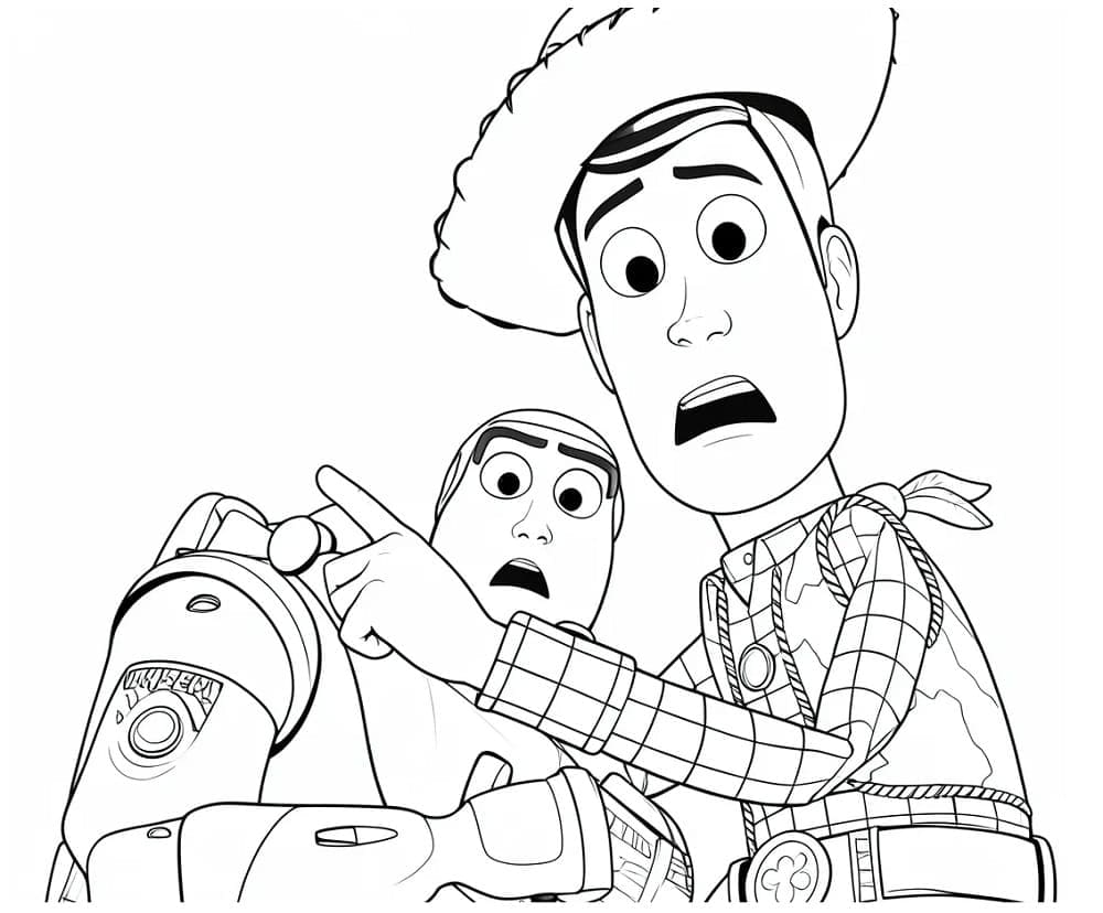 Buzz og Woody Toy Story 5 Tegninger til Farvelægning