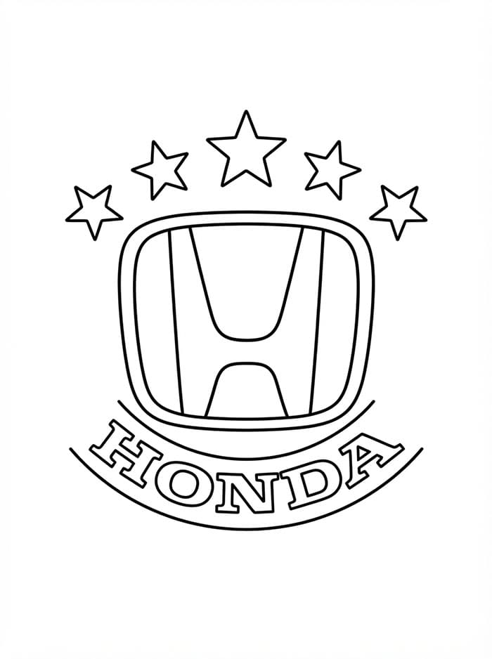 Honda Logo med Stjerner Tegninger til Farvelægning