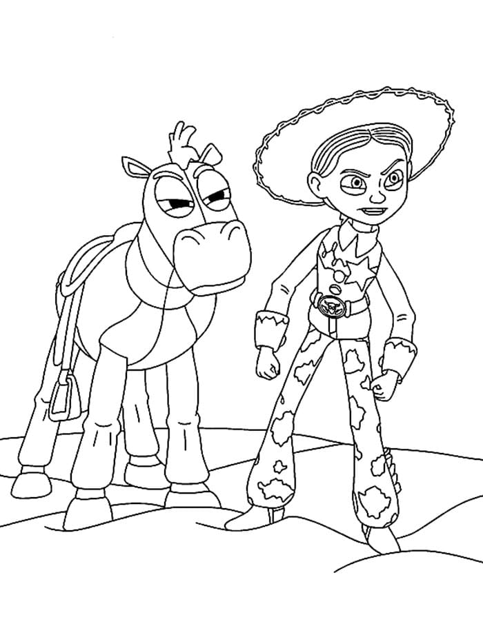 Jessie og Bullseye mod Lilypad Toy Story 5 Tegninger til Farvelægning