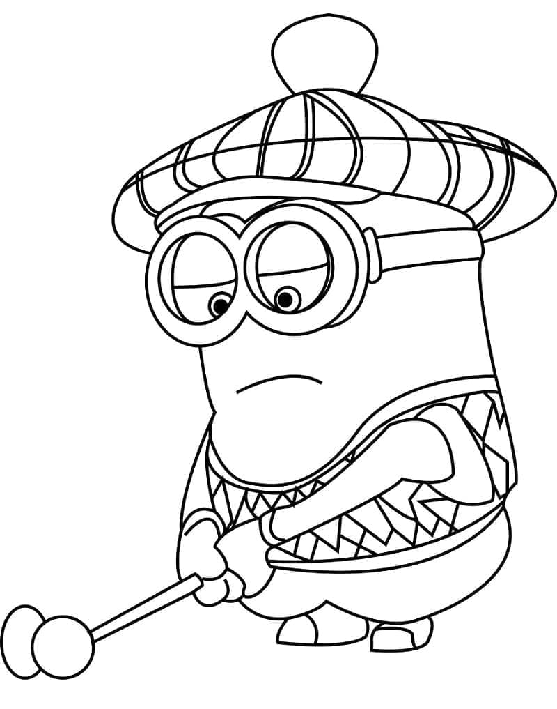 Minions og Monstre Spiller Golf Tegninger til Farvelægning