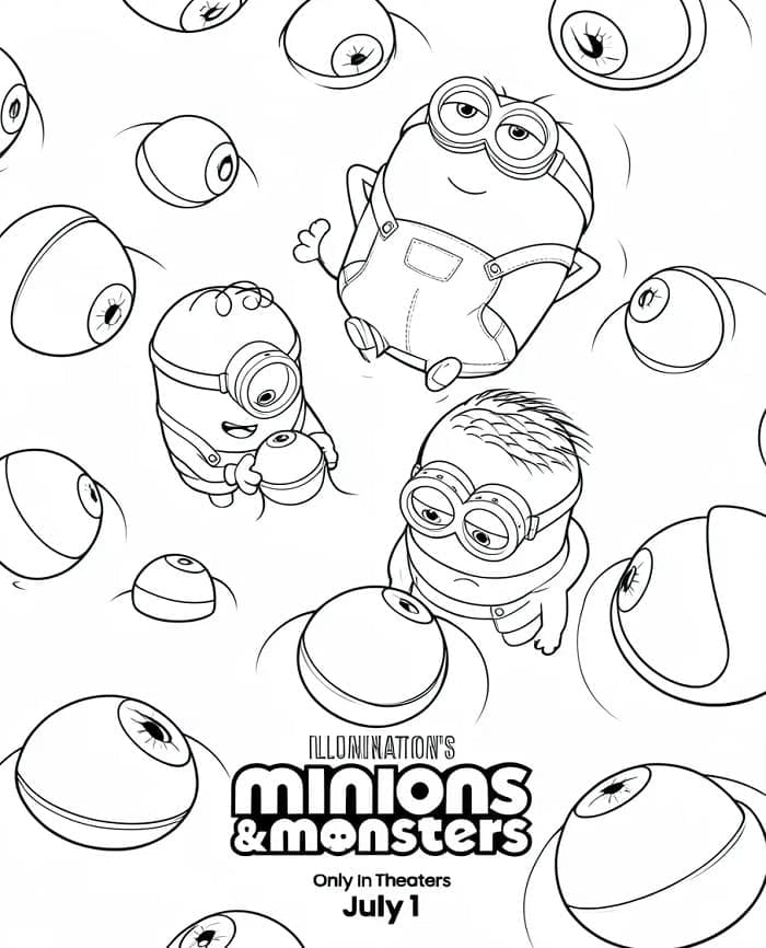 Minions og Monstre til Børn Gratis Tegninger til Farvelægning