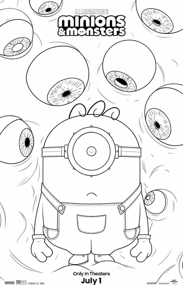 Minions og Monstre til Børn Printbare Tegninger til Farvelægning