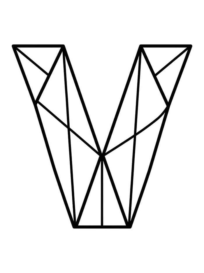 Origami bogstav V Tegninger til Farvelægning